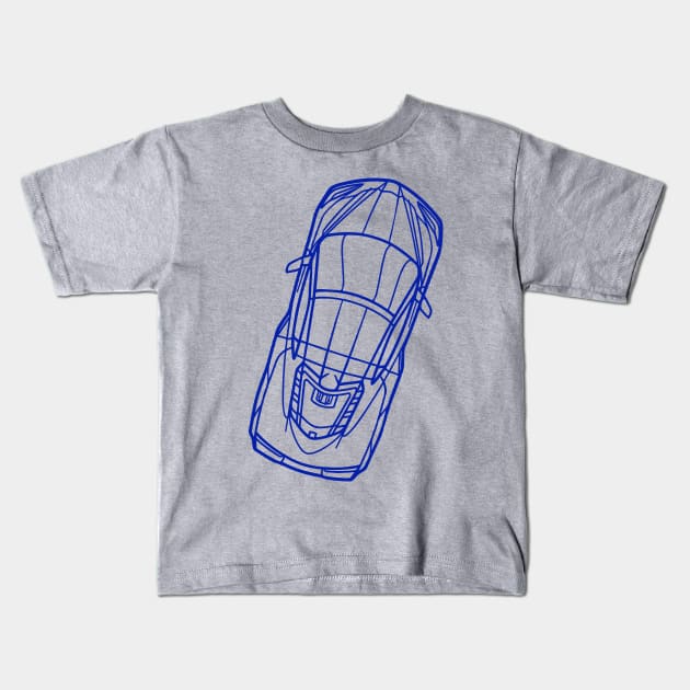 Blue C8 Corvette racecar Silhouette Outline Blue Supercar Sports car Racing car Kids T-Shirt by Tees 4 Thee